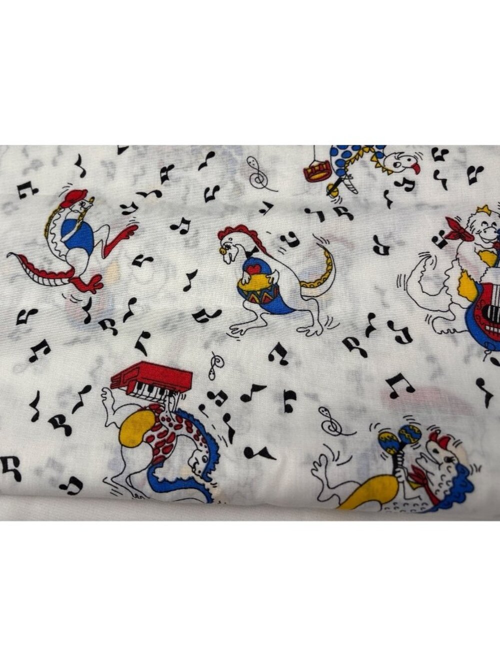 Musical Dinosaurs Cotton Fabric 1/2 yard x 45" Cartoon Music Notes Multi-Color